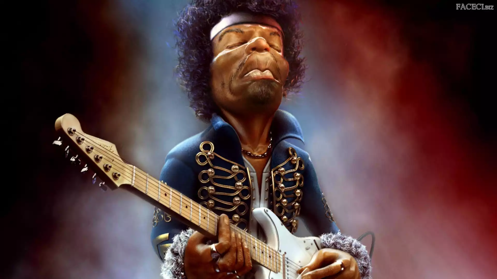 Gitara, Karykatura, Jimi Hendrix